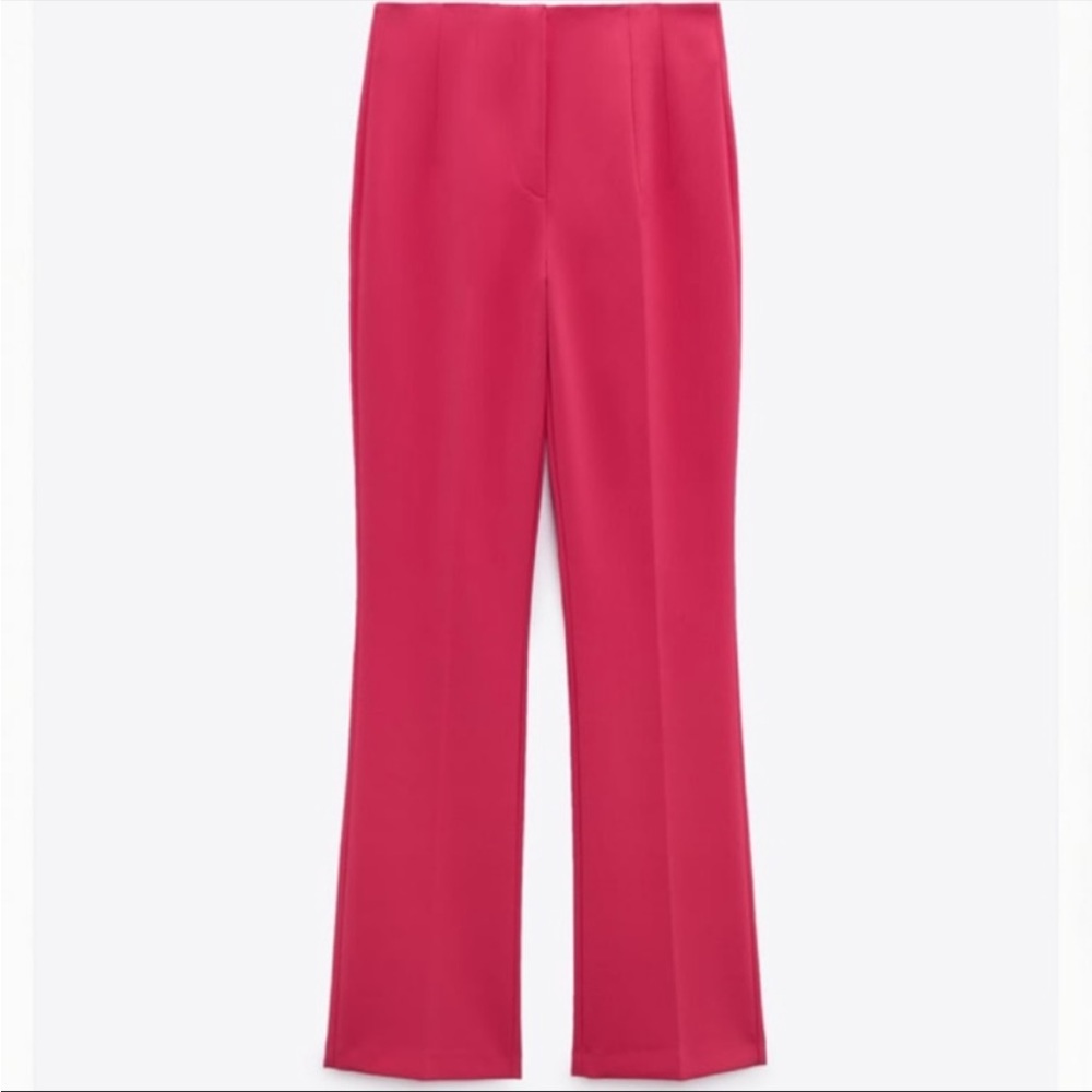 NWT Zara Fuchsia Flared High Waisted Pants